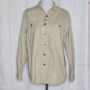 Harley-Davidson Vintage Beige Fine Wale Corduroy Ladies Metal Button Front Shirt